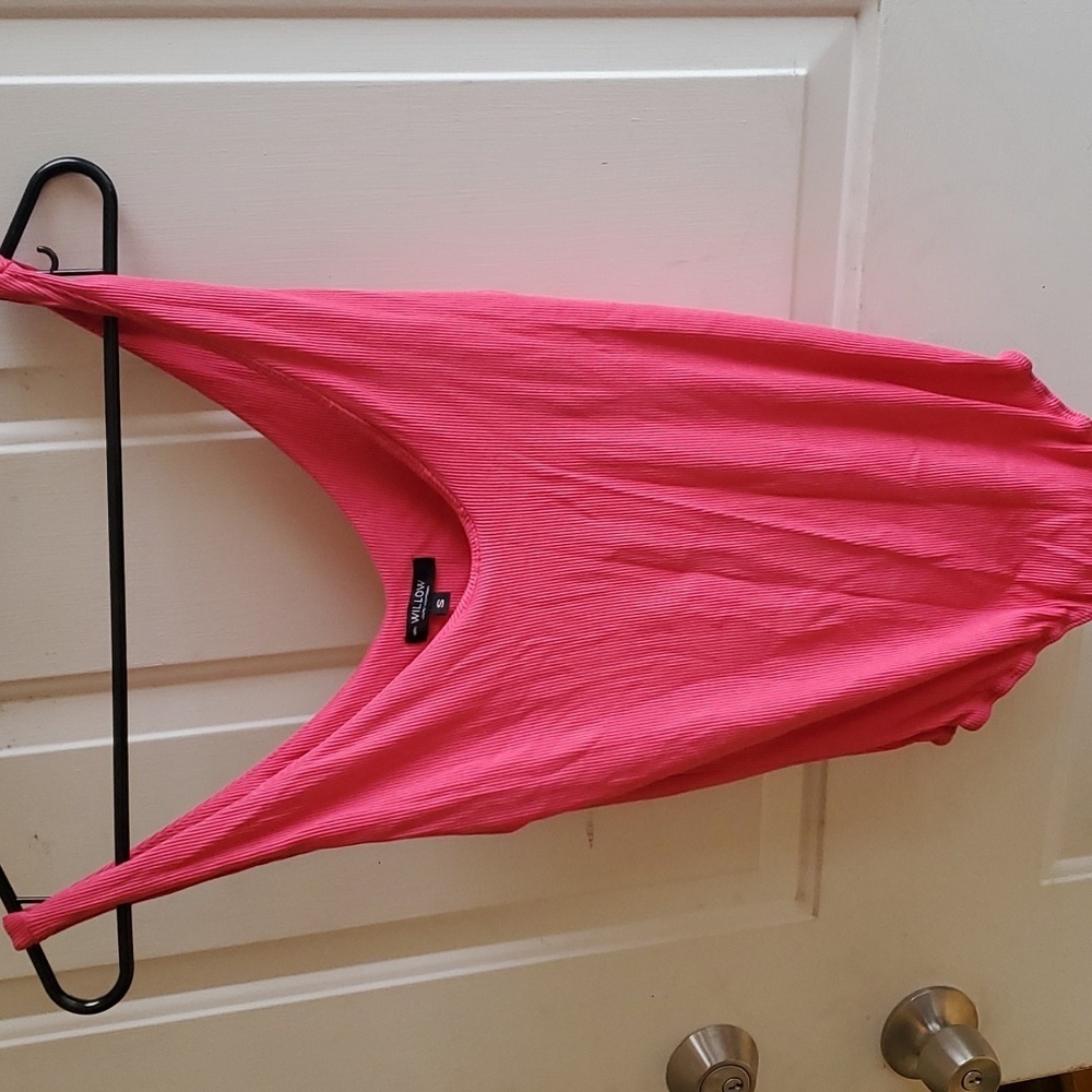 Willow pink ribbed tank top style body suit junior size small